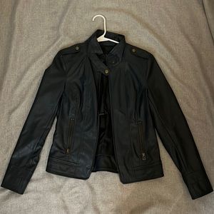 Dark blue faux leather jacket